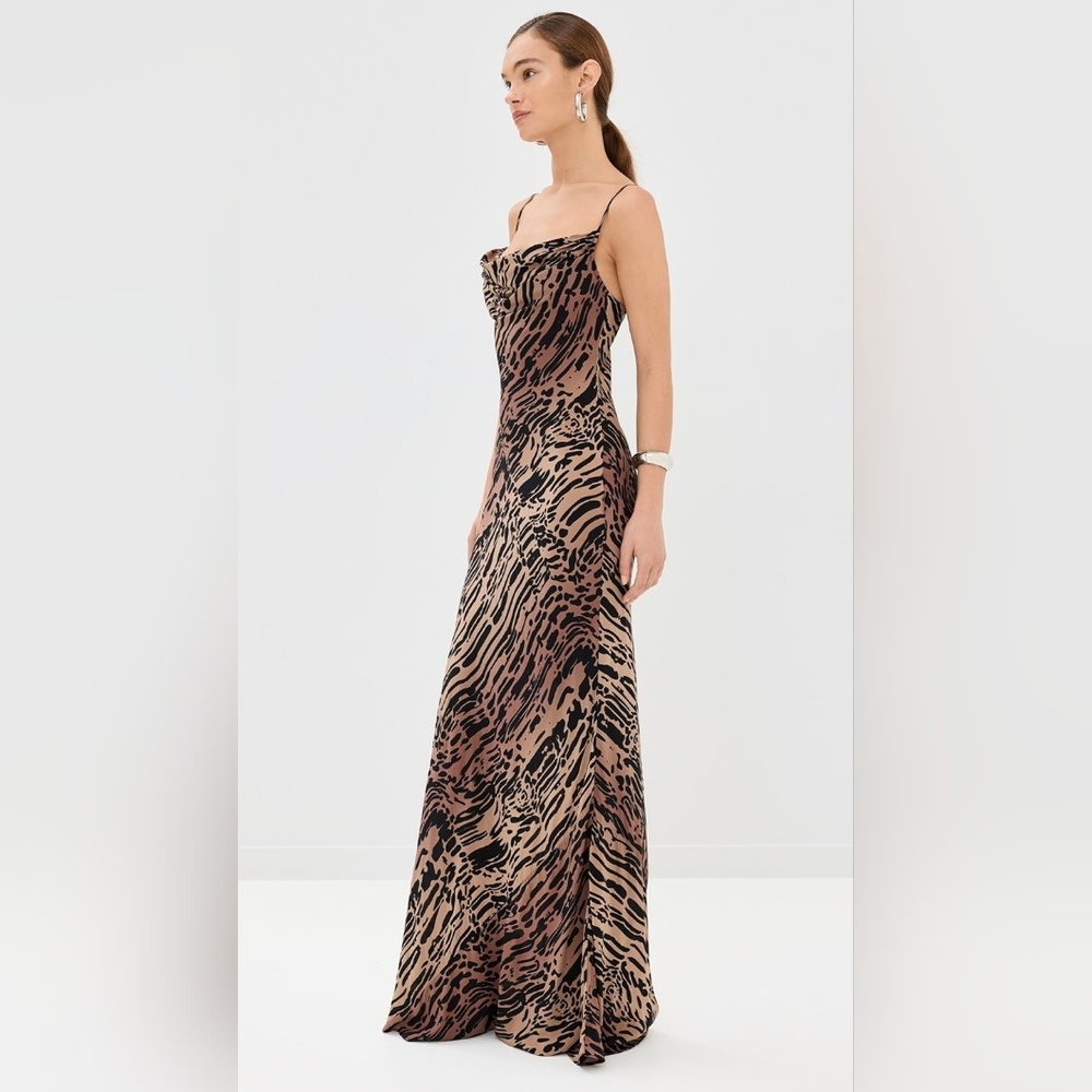 NWT Good American Chiffon Bias Cowl Maxi Dress
